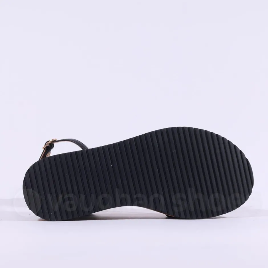 Women Repo Cork Platform Wedge Sandal - Black Combi