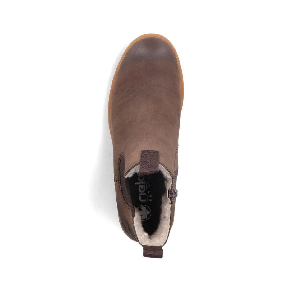 Women Rieker Crepe Sole Wool Lined Ankle Boot - Brown