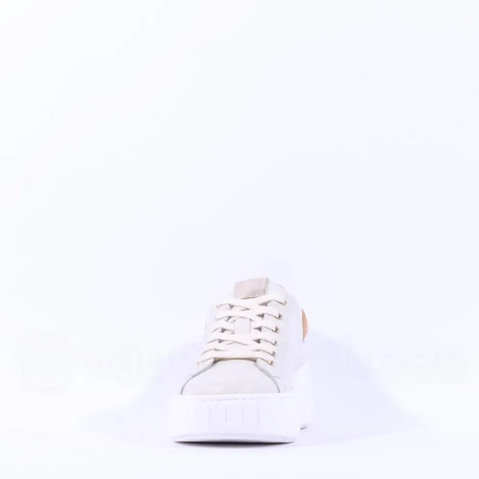 Women NeroGiardini Cuff Platform Trainer - Cream Tan