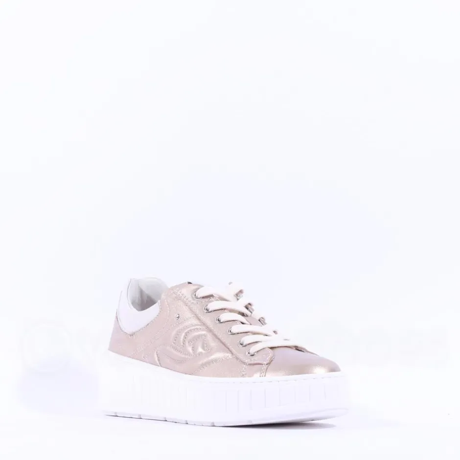 Women NeroGiardini Cuff Platform Trainer - Rose Metallic