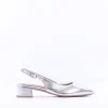 Women Tamaris Cupone Low Block Heel Slingback - Silver Metallic