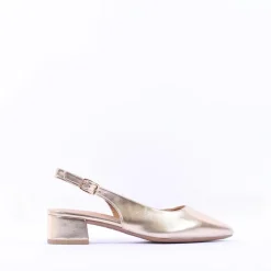 Women Tamaris Cupone Low Block Heel Slingback - Light Gold