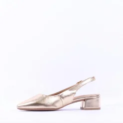 Women Tamaris Cupone Low Block Heel Slingback - Light Gold
