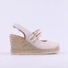 Women Unisa Cyntia Two Strap Espadrille Wedge - Ivory Leather