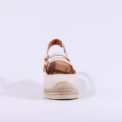Women Unisa Cyntia Two Strap Espadrille Wedge - Ivory Leather