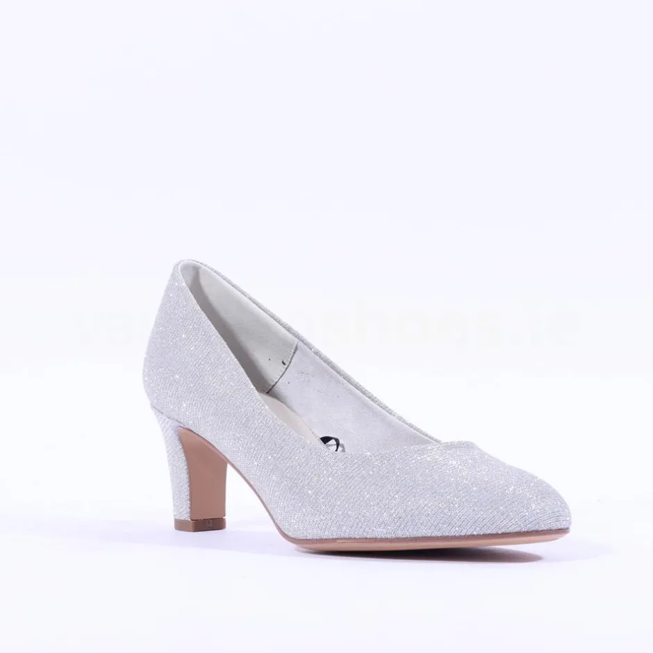 Women Tamaris Daenerys Classic Mid Heel - Silver Sparkle