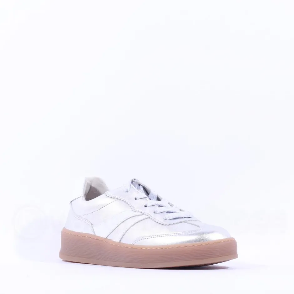 Women Gabor Dahma Gumsole Platform Trainer - Silver Combi