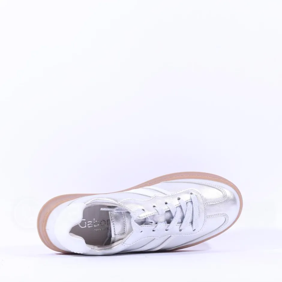 Women Gabor Dahma Gumsole Platform Trainer - Silver Combi
