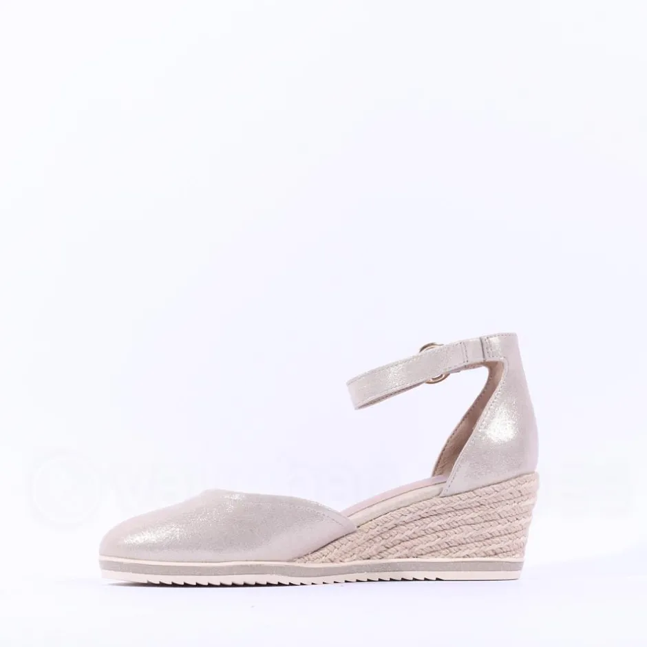 Women Tamaris Dajana Espradrille Wedge Sandal - Champagne