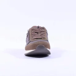 Women Tamaris Daki Side Zip Lace Trainer - Taupe Combi