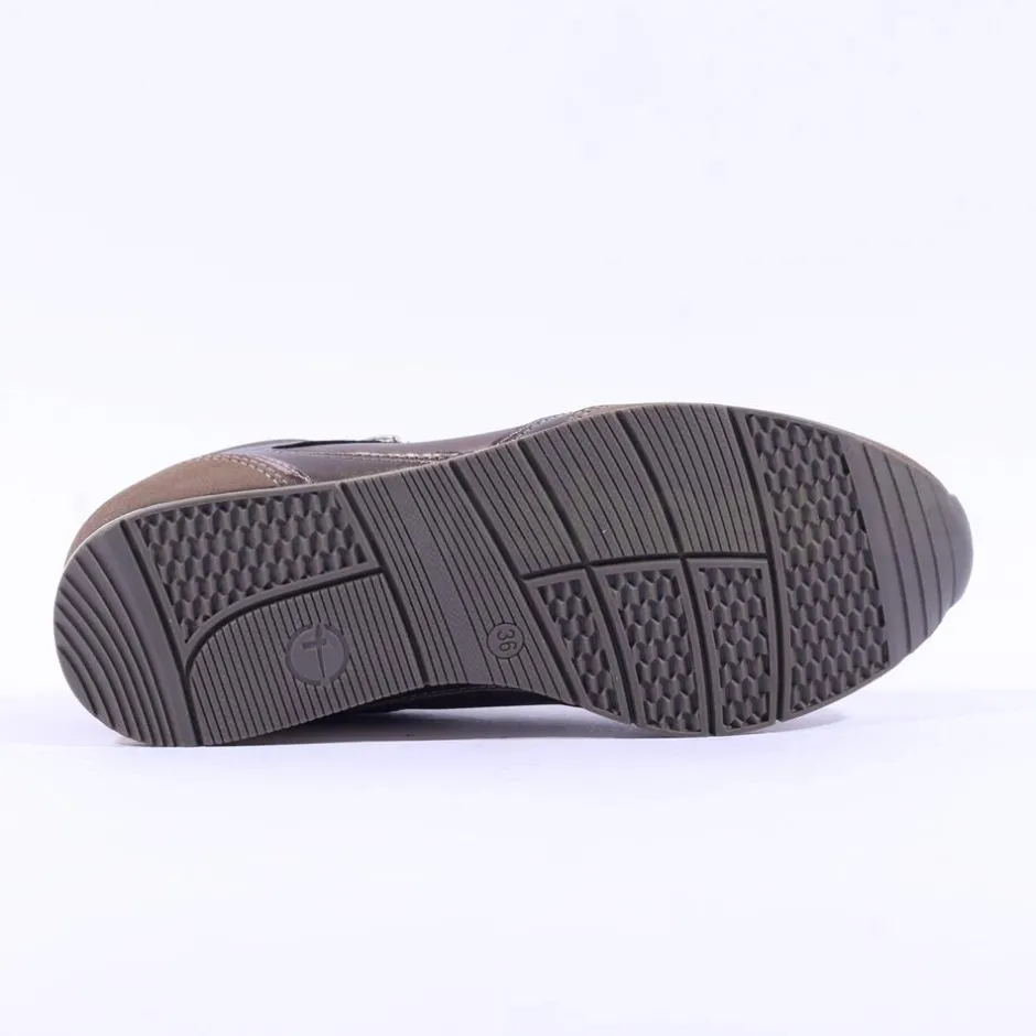 Women Tamaris Daki Side Zip Lace Trainer - Taupe Combi