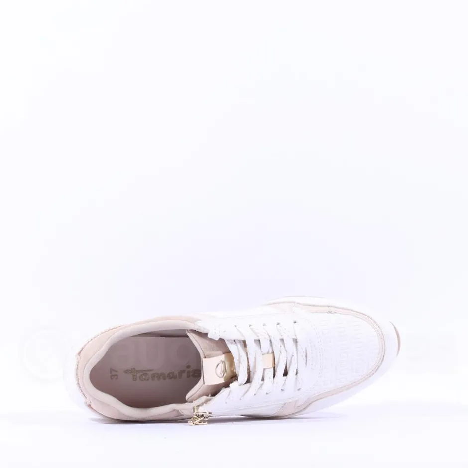 Women Tamaris Daki Side Zip Lace Trainer - Off White Combi