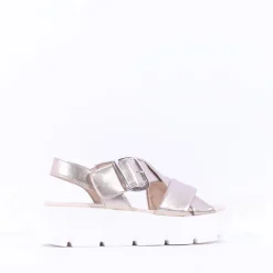 Women Gabor Daphne Chunky Sole Sandal - Metallic Leather