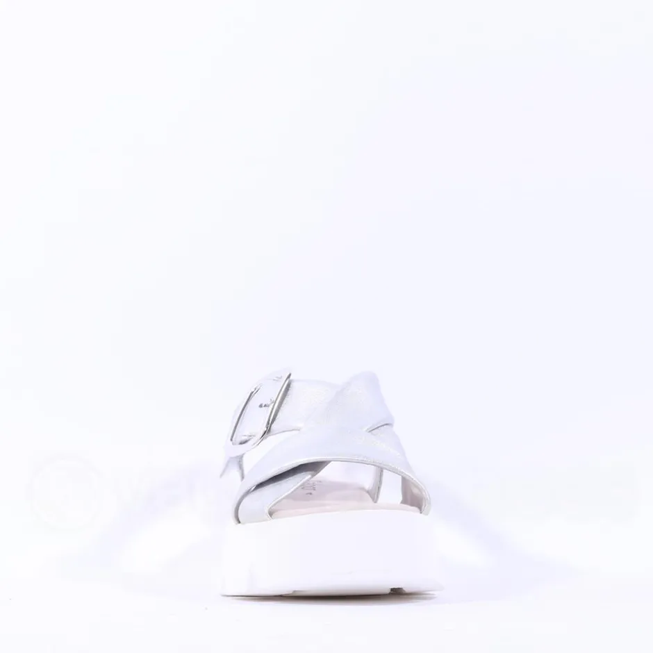 Women Gabor Daphne Chunky Sole Sandal - Silver Leather