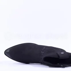 Women Caprice Daytona Western Stud Boot - Black Nubuck