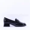 Women Caprice Deborah Block Heel Loafer - Black Patent