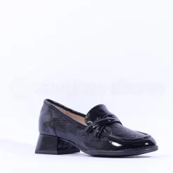 Women Caprice Deborah Block Heel Loafer - Black Patent