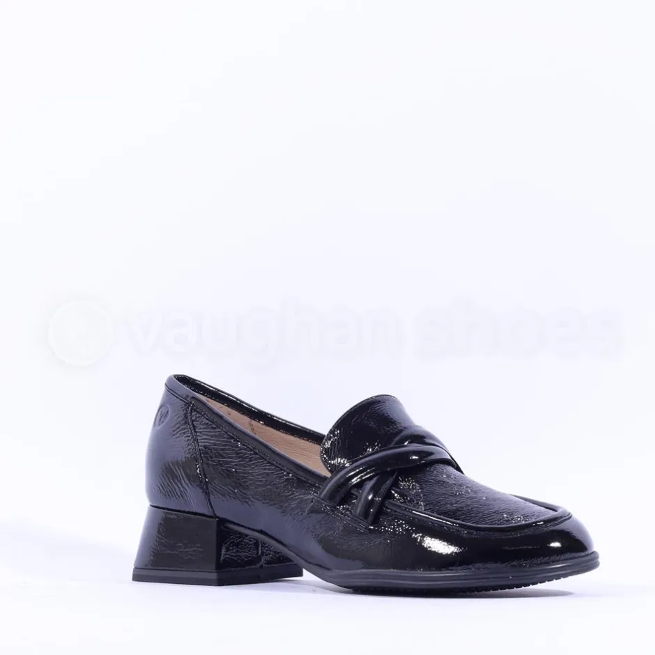 Women Caprice Deborah Block Heel Loafer - Black Patent