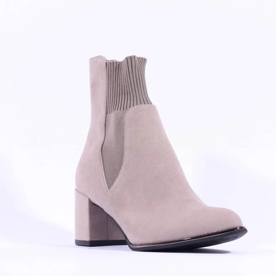 Women Marco Tozzi Delo Block Heel Sock Boot - Taupe