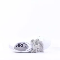 Women Marco Moreo Diamante Bow Low Trainer - White Leather
