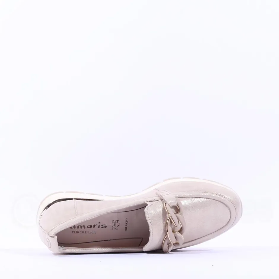 Women Tamaris Diona Slip On Link Wedge - Champagne