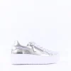 Women Gabor Dolly High Platform Zip Trainer - Silver Leather