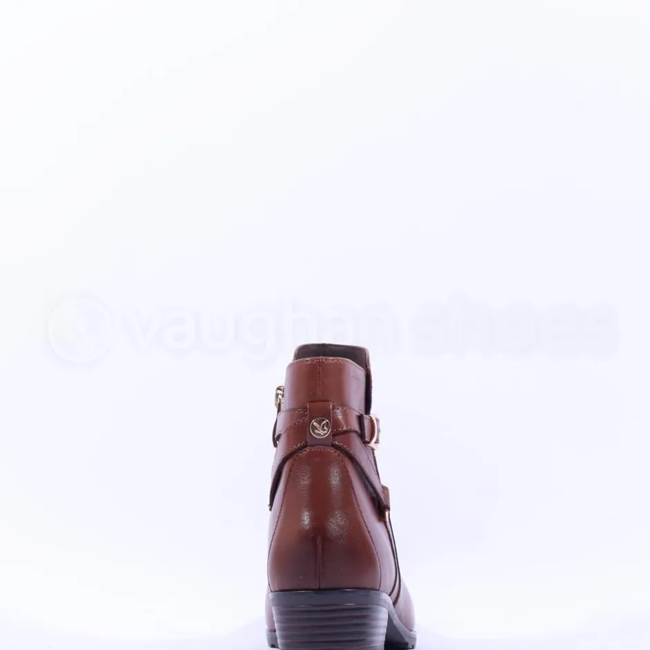 Women Caprice Double Strap Ankle Boot Kelli - Cognac Leather