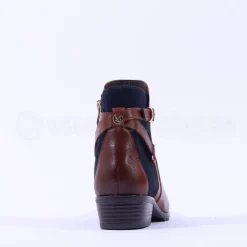 Women Caprice Double Strap Ankle Boot Kelli - Tan Navy Leather