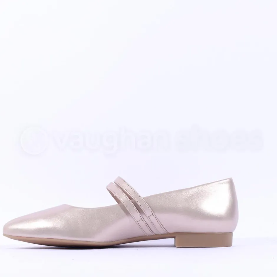 Women Paul Green Double Strap Pointed Pump - Beige Metallic