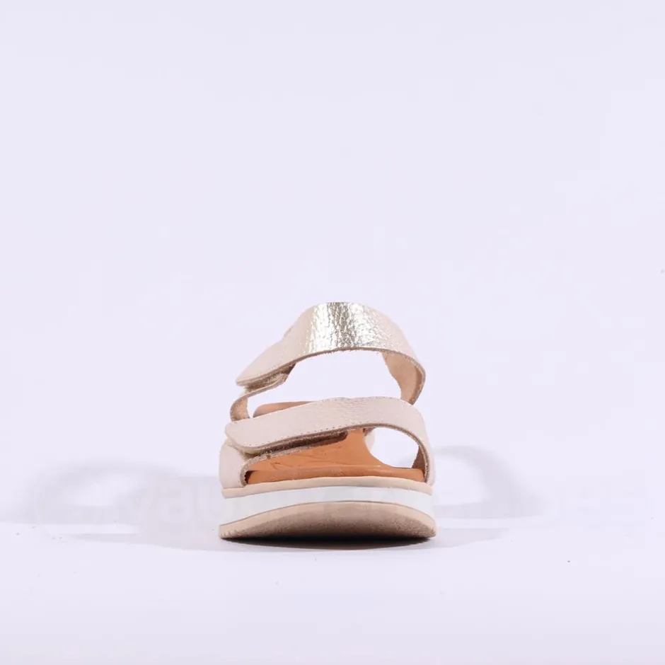 Women Oh My Sandals Double Velcro Platform - Gold Leather