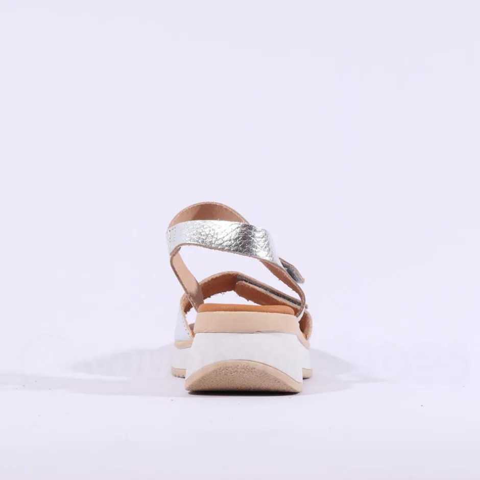 Women Oh My Sandals Double Velcro Platform - Silver Leather