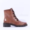 Women Ara Dover Ribbon Lace Ankle Boot - Cognac Leather