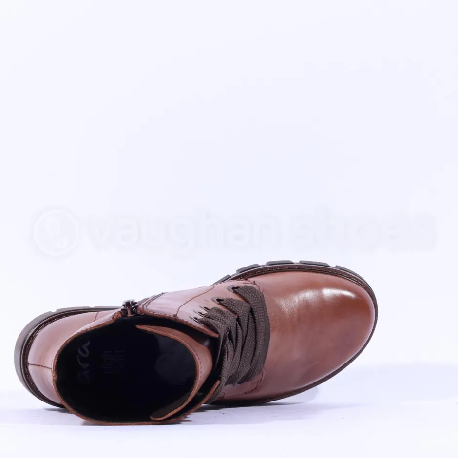 Women Ara Dover Ribbon Lace Ankle Boot - Cognac Leather