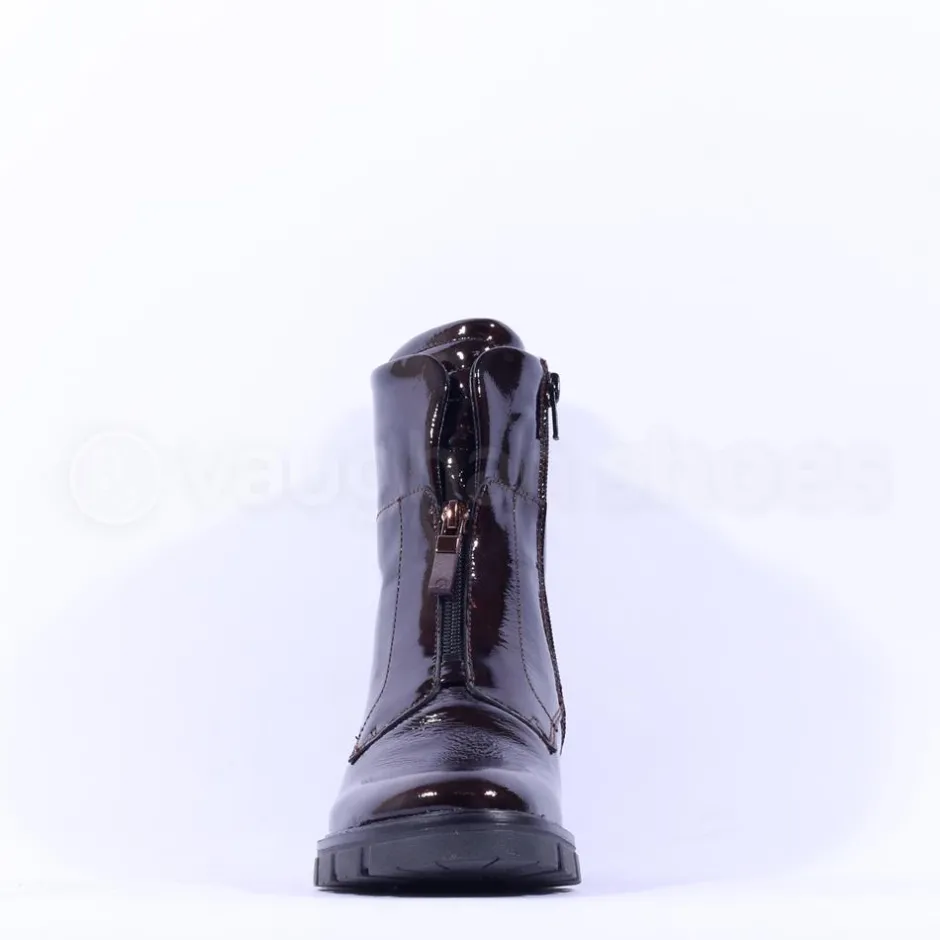 Women Ara Dover Zip Front Boot - Dark Burgundy Patent