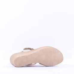 Women Gabor Drama Wedge Ring Buckle Sandal - Off White Leather