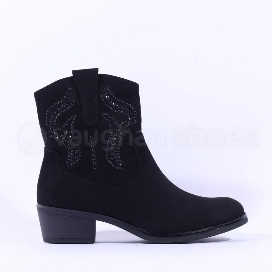 Women Marco Tozzi Drema Western Stud Boot - Black