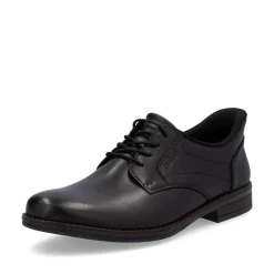 Rieker Men Easy On Elasticated Lace Shoe - Black Leather