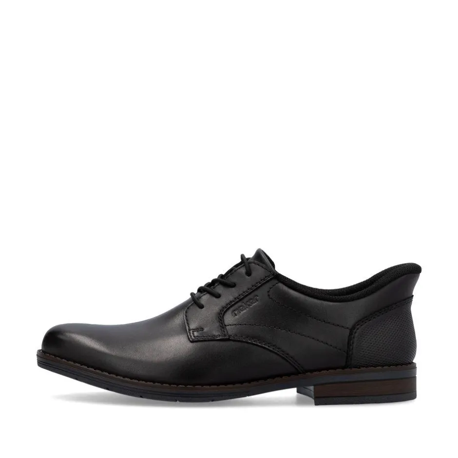 Rieker Men Easy On Elasticated Lace Shoe - Black Leather