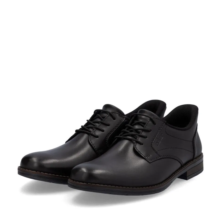 Rieker Men Easy On Elasticated Lace Shoe - Black Leather