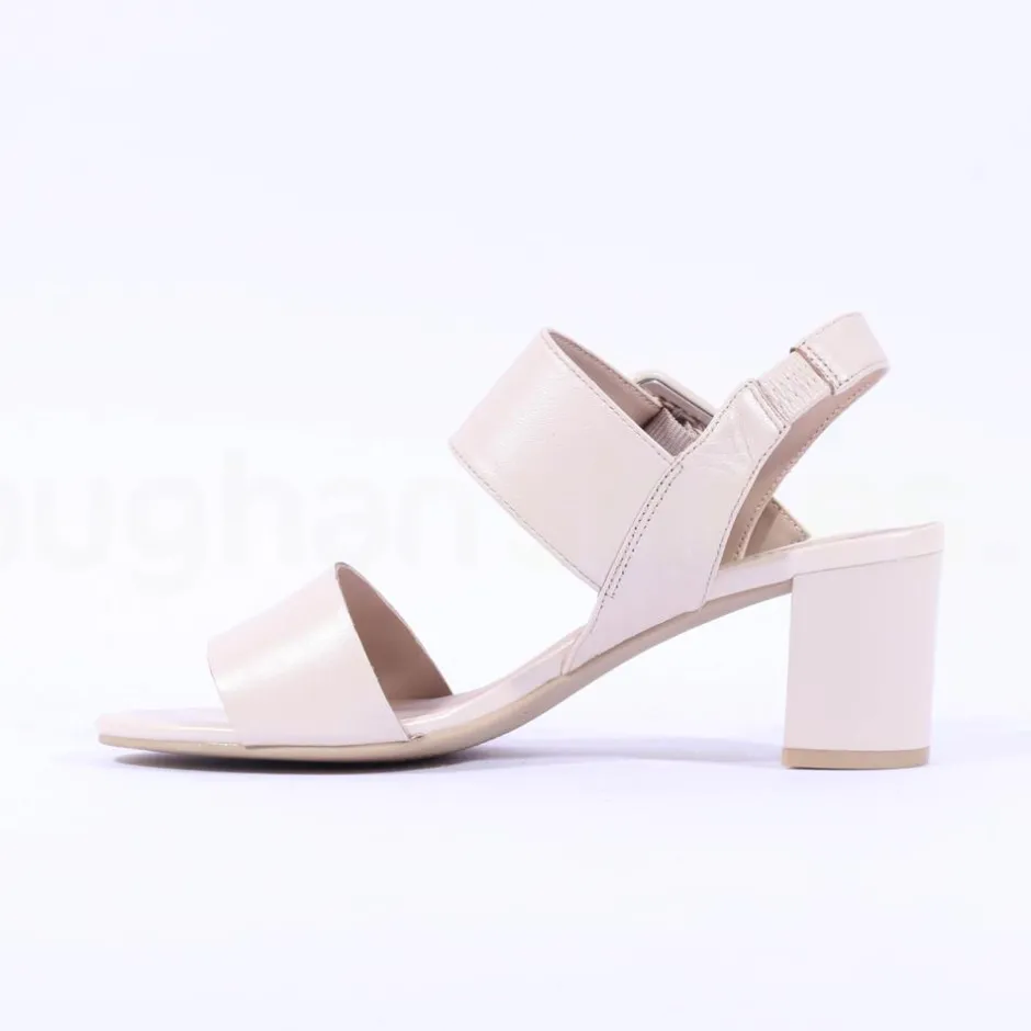 Women Caprice Edison Block Heel Buckle Sandal - Cream Leather
