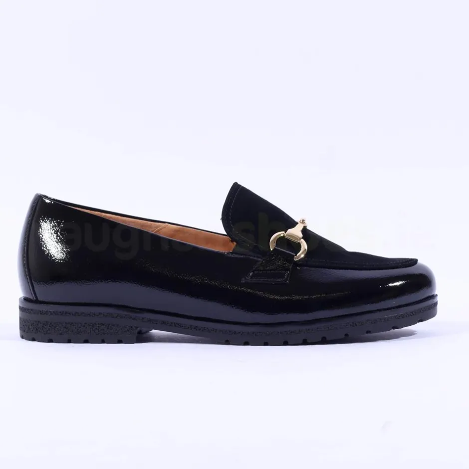 Women Gabor Ego Classic Link Combi Loafer - Black Patent