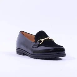 Women Gabor Ego Classic Link Combi Loafer - Black Patent