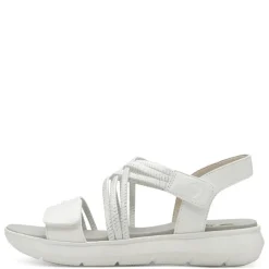 Women Jana Elasticated Strappy Platform Sandal - White Silver