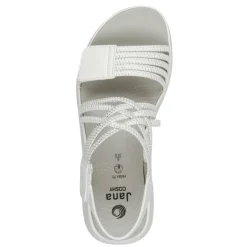 Women Jana Elasticated Strappy Platform Sandal - White Silver