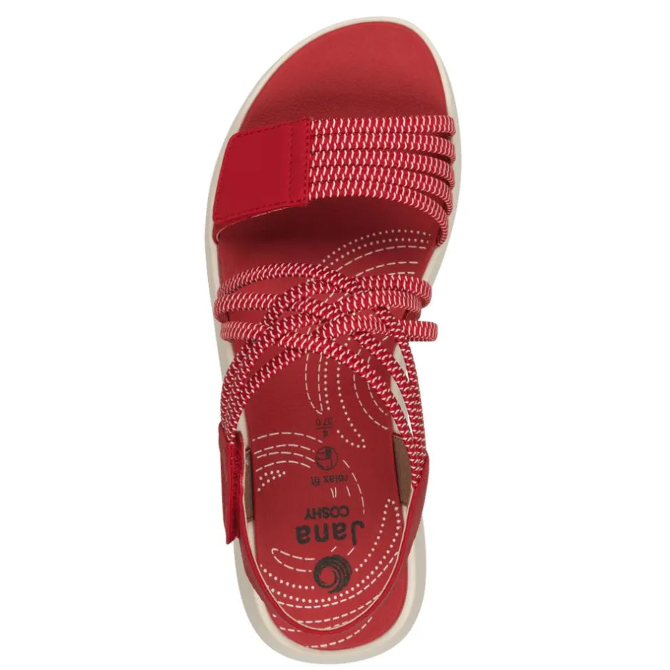 Women Jana Elasticated Strappy Platform Sandal - Red