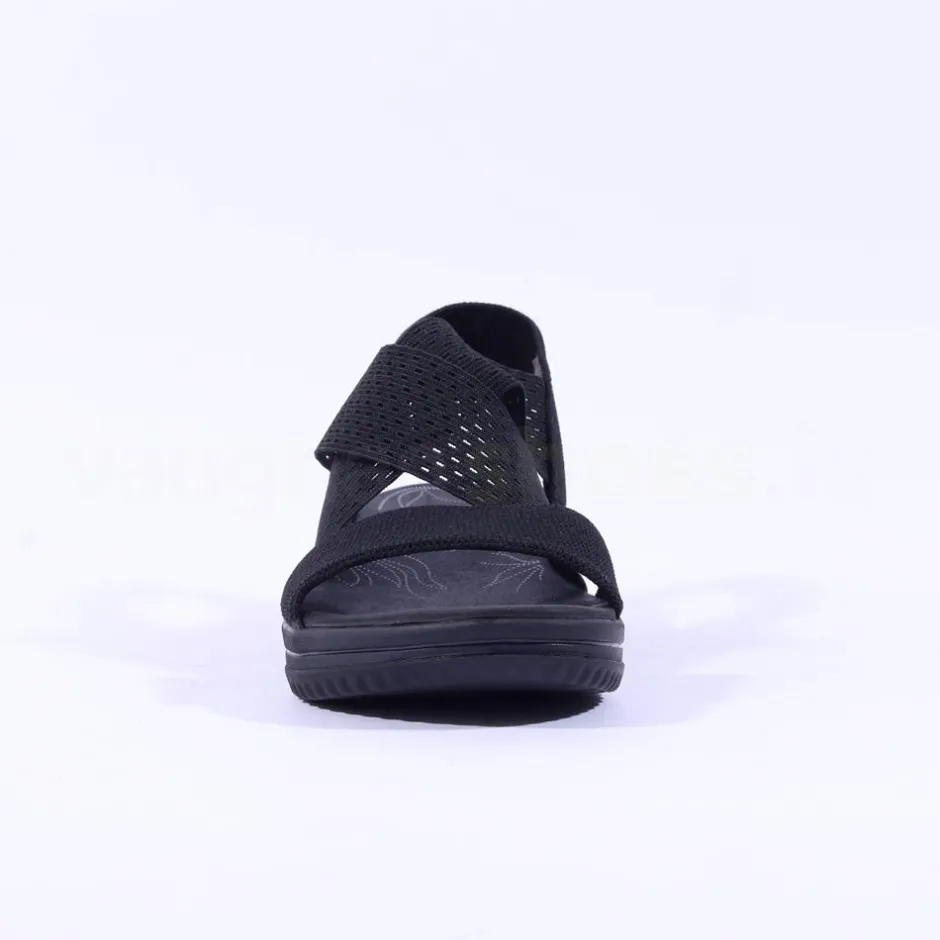 Women Jana Elasticated Strappy Sandal - Black Fabric