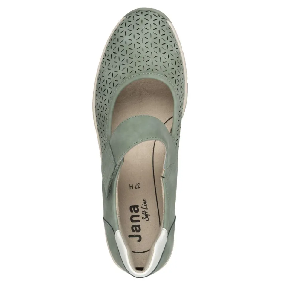Women Jana Eloq Perforated Velcro Strap Shoe - Sage