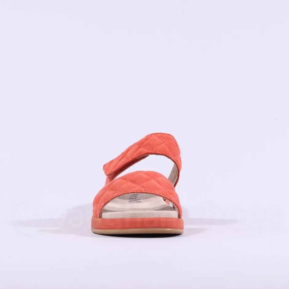 Women Caprice Elvana Low Two Strap Mule Sandal - Orange Suede