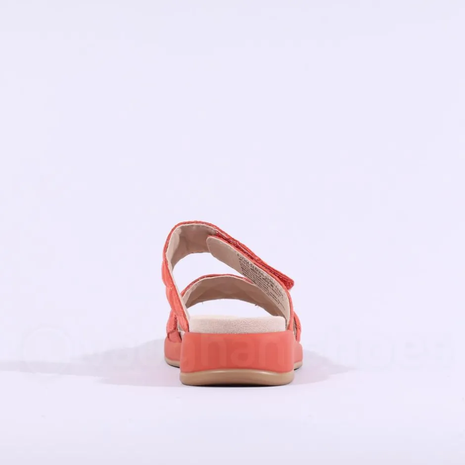 Women Caprice Elvana Low Two Strap Mule Sandal - Orange Suede