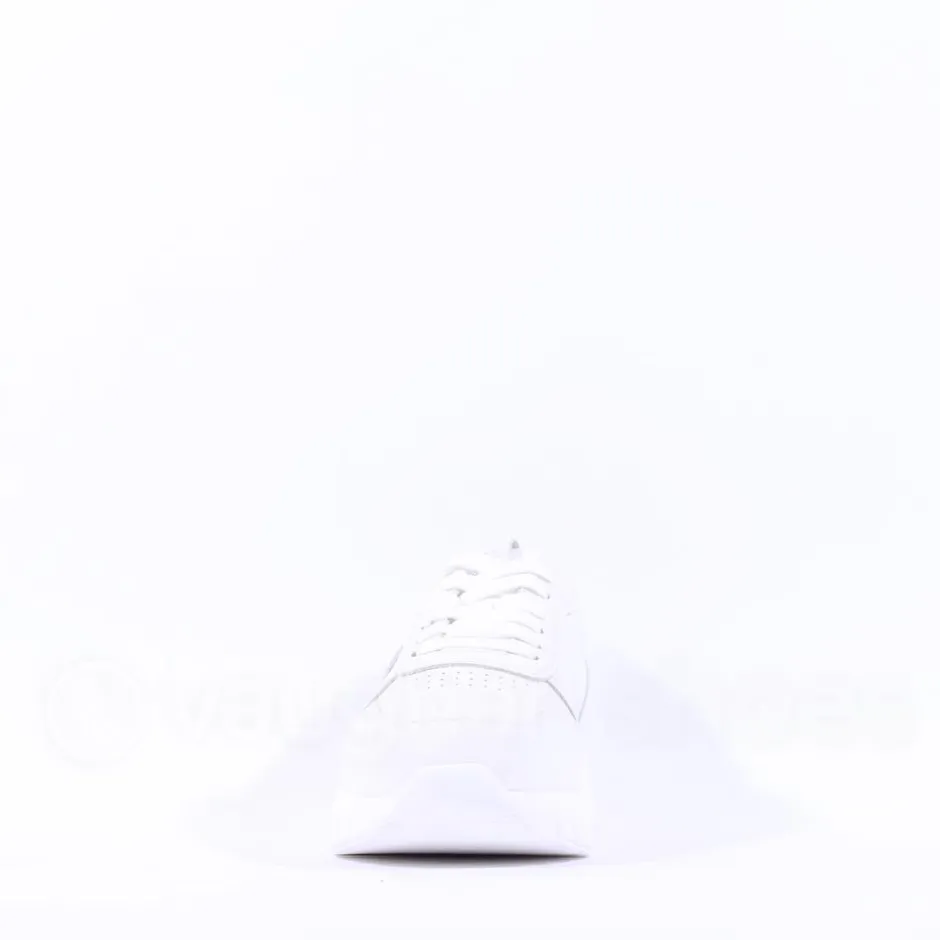 Women Tamaris Emma Platform Striped Trainer - White Combi